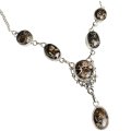 Natural Turritella  Oval Gemstone .925 Sterling Silver Necklace