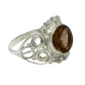 Indonesian Bali-Java Natural Smoky Topaz set in Solid .925 Sterling Silver Ring Size 8.5 or Q 1/2