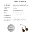 Handmade Smoky Topaz and White River Pearl Gemstone 925 Silver Dangle Earrings