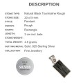 Natural Black Tourmaline Rough Gemstone Solid .925 Sterling Silver Pendant