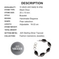 Handmade Natural  Black Onyx  Gemstone .925 Silver Bracelet