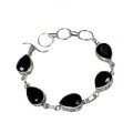 Handmade Natural Black Onyx Gemstone .925 Silver Bracelet