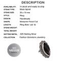 Handmade Black Spinel Gemstone .925 Silver Ring Size 10/ T