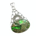 Indonesian Bali - Java Copper Green Turquoise Pendant in Solid 925  Sterling Silver