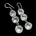 Handmade Gorgeous Sparkle Crystal Quartz Gemstone .925  Silver Earrings