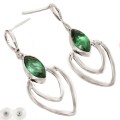 Modern Set Emerald Quartz Gemstone 925 Silver Stud Earrings