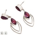 Modern Purple Amethyst Oval .925 Silver Stud Earrings