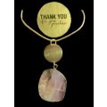 Reversable Wear Natural Pink Opal Gemstone Brass and 24K Yellow Gold Pendant
