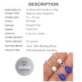Natural Indian Sapphire Quartz Gemstone Solid .925 Sterling Silver Earrings