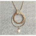Trendy Two Tone Dainty Freshwater Pearl Solid. 925 Sterling Silver Necklace