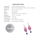 16.44 cts Natural Purple Phosphosiderite ( Hope Stone) Amethyst Solid .925 Sterling Silver Earrings