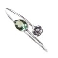 Green Amethyst Gemstone .925 Silver Adjustable Bangle