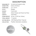 Green Amethyst Gemstone .925 Silver Adjustable Bangle