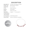 Hasli - Handmade Garnet Quartz Ovals Gemstone .925 Silver Necklace