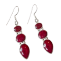 Handmade Cherry Ruby Gemstone Set in Solid .925 Sterling Silver Earrings