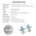 Fleur Des Lis Natural Caribbean Larimar Gemstone .925 Sterling Silver Stud Earrings
