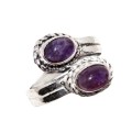 Enchanting Purple Amethyst .925 Silver Ring Adjustable Size