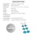 Handmade Blue Chalcedony Oval Cabochons Gemstone,.925 Sterling Silver Earrings