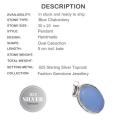 Handmade Blue Chalcedony Oval .925 Sterling Silver Pendant