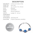 Natural Blue Jade Gemstone .925  Sterling Silver Bracelet