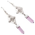 Natural  Pink Aura Quartz Point  Gemstone Set in Solid .925 Sterling Silver Earrings