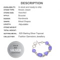 Beautiful Lilac Purple Mosaic Jasper and .925 Sterling Silver Bracelet