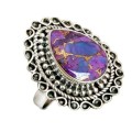 Antique Style Natural Purple Copper Turquoise and Solid .925 Silver Ring Size US 7 or O