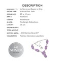 Natural Lilac Pink Jade Gemstone .925 Sterling Silver Necklace