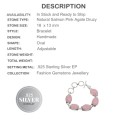 Gorgeous Salmon Dusty Pink Agate Druzy Gemstone 925 Silver Bracelet