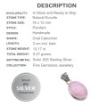 Dainty Natural Kunzite Oval Gemstone Solid.925 Sterling Silver Pendant