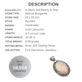 22.26 cts Earth Mined Morganite Cabochon Gemstone Solid .925 Silver Pendant