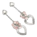 13.67 cts Natural Pink Rose Quartz Solid.925 Sterling Silver Earrings