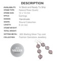 Natural Pink Rose Quartz Long Dangle Earrings .925 Silver