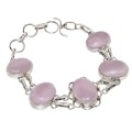Antique Style Pink Chalcedony Gemstone .925 Sterling Silver Bracelet