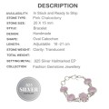 Antique Style Pink Chalcedony Gemstone .925 Sterling Silver Bracelet