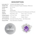 Brazilian AAA Natural Purple Amethyst, White Cz Solid .925 Sterling Silver Ring Size US 7 or O