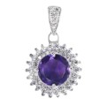Natural Unheated Purple Amethyst and White Cubic Zirconia Gemstone Solid .925 Sterling Silver Set
