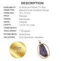 Natural Amethyst Rough Gemstone Solid Brass Pendant
