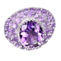 Deluxe AAA Natural Purple Amethyst Solid .925 Silver and 14K White Gold Ring Size 5.75