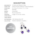 Indonesian Bali - Java Natural Purple Amethyst and Purple Sandstone Gemstone .925  Silver Earrings
