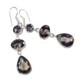 Exquisite Natural Brown Smoky Topaz Gemstone 925 Silver Dangle Earrings