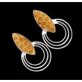 Natural Fossil Coral Set in Solid 925 Sterling Silver Earrings