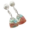 Limited Edition Natural Long Aquamarine in Sunstone set in Solid .925 Sterling Silver Earrings