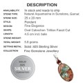 Limited Edition Natural Aquamarine in Sunstone Garnet set in Solid .925 Sterling Silver Pendant
