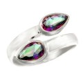 Trendy Natural Rainbow Topaz, Ring in Solid .925 Sterling Silver. Size 7 or O
