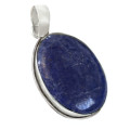 Natural Lapis Lazuli Oval Gemstone .925 Sterling Silver Pendant