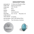 Genuine Earth Mined Aquamarine Set Solid .925 Sterling Silver Ring Size 9.5 OR S1/2