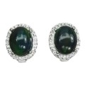 Deluxe Natural Unheated Rainbow Full Flash Black Fire Opal  Solid .925 Silver Earrings