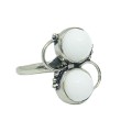 Handmade White Jade Gemstone. 925 Silver Ring Size US 9 OR R1/2