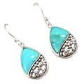 5.47 cts Natural  Copper Turquoise Gemstone .925 Sterling Silver Earrings